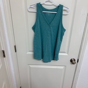 LOFT Teal V-Neck Tank Top